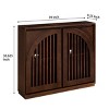 39" Narrow Fluted Sideboard with Arched Doors,Mid Century Modern Buffet Cabinet for Entryway Kitchen Hallway-Baofuwish - 4 of 4