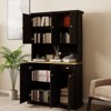 NicBex 71" Multifunctional Buffet Cabinet with Freestanding Hutch Cupboard Cabinet with Microwave Oven Countertop, Adjustable Shelves, Black - 2 of 4
