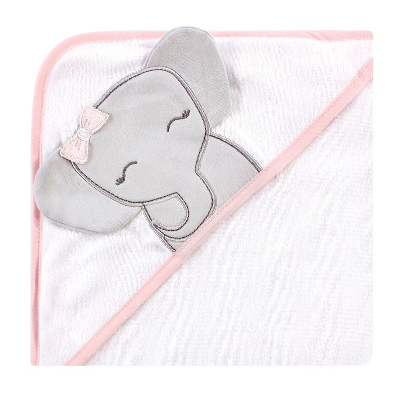 Hudson Baby Infant Girl Cotton Rich Hooded Towels, Cute Elephant, One Size, 4 of 6