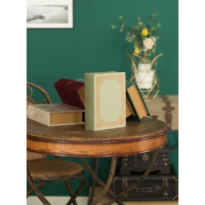 Antique Green Velvet Book Shaped Trinket Storage Box