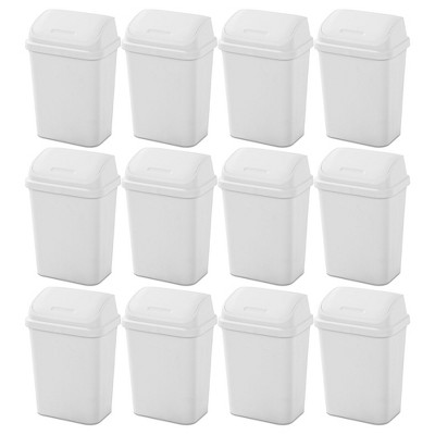 Sterilite 13 Gallon Plastic Swing Top Spave Saving Flat Side Lidded Wastebasket  Trash Can For Kitchen, Garage, Or Workspace, Black (8 Pack) : Target