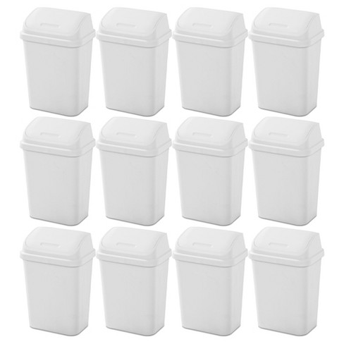 Sterilite 11.3 Gallon Lift Top Lid Wastebasket Kitchen Trash Can, White (6 Pack)