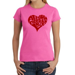LA Pop Art Women's Word Art T-Shirt - All You Need Is Love - 1 of 4