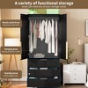Large Wardrobe Closet w/ Drawers, 69.5" Wooden Wardrobe Cabinet w/ Hanging Rod, 2 Doors Clothing Storage Cabinet for Bedroom Anti-Tipping - 4 of 4