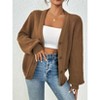 Coolmee Women's Chunky Knit Open Front Sweater Long Sleeve Button Loose Short Cardigan Outerwear Coats - 2 of 4