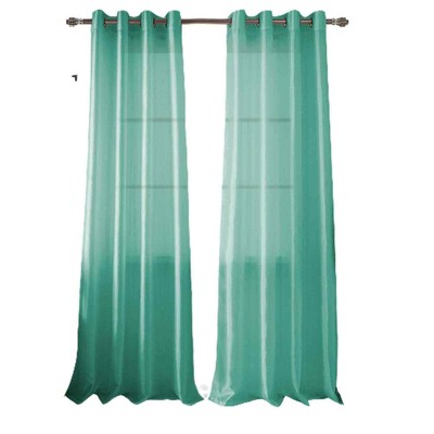 Olivia Gray Nancy Elegant Faux Silk Grommet Curtain Panel - Easy to Install Machine Washable Polyester Curtain Panels - 54 x 63-inch each - Aqua