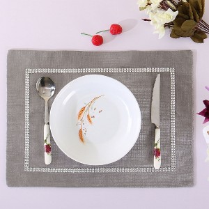 Unique Bargains Colored Placemat Table Mat with Diamante Strip and Tassels - 1 of 4