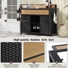 Wooakway 53"W Outdoor Grill Cart with Wheels Black Brown Wicker Rolling Kitchen Island with Storage and Extension Tabletop - 3 of 4