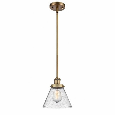Cone - 1 Light Stem Hung Mini Pendant In Industrial Style-10 Inches Tall and 8 Inches Wide