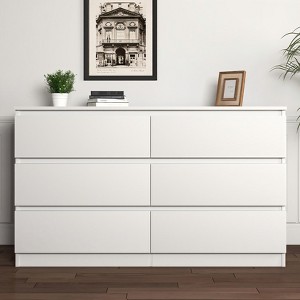 Resenkos Modern Mid Century 6 Drawer Wide Dressers Chests for Bedroom, Chest of Drawer Organizer - 1 of 4