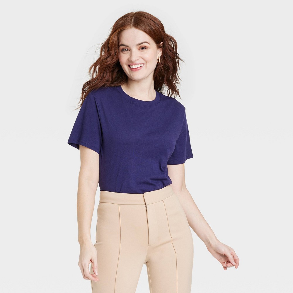 Women's Relaxed T-Shirt - A New Day™ Navy Blue L