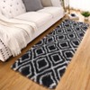 Modern Shag Area Rug Non Slip Fluffy Checkered Rug Geometric Floor Carpet - 4 of 4