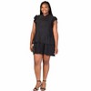 24seven Comfort Apparel Plus Size Ruffle Cap Sleeve High Neck Pleated Tiered Mini Dress - 2 of 3