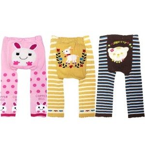 Wrapables Baby and Toddler Animal Leggings (Set of 3), 6 to 12 months, Pretty Animals - 1 of 4