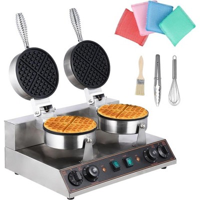 Commercial Waffle Cone Maker Machine Electric Dual Non-Stick Baking Tray 2400W