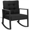 Costway Patio Rattan Rocker Chair Outdoor Glider Rocking Chair Cushion Lawn Navy\Black\Grey - image 2 of 4