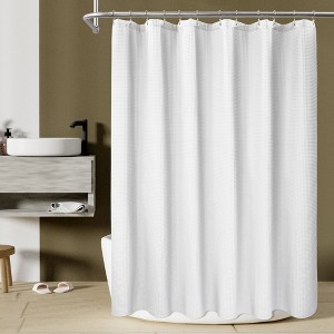 Cotton Blend Soft Waffle Weave Shower Curtain - 1 of 4