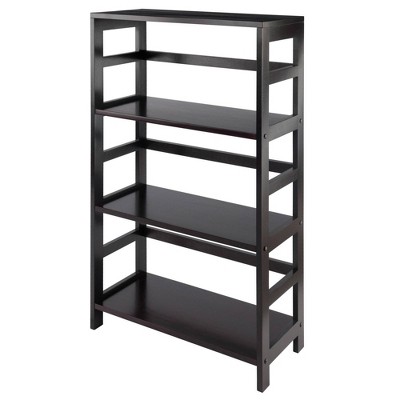 3-Shelf Shelving Unit Three Tier Folding Bookshelf Small Bookcase Display Black 