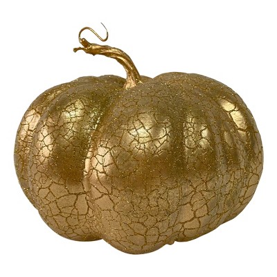 Northlight 7" Gold Crackled Fall Harvest Pumpkin Decoration