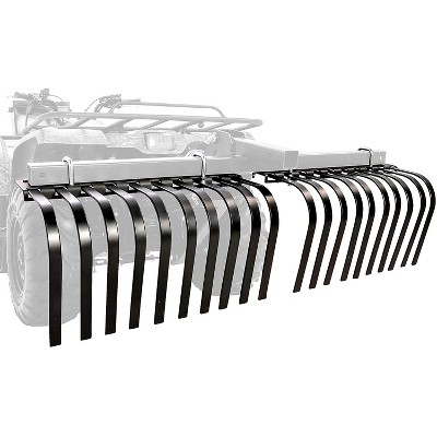 Camco Black Boar ATV/UTV Custom Outside Vehicle Heavy-Duty Adjustable Landscape Rake Accessory Attachment Tool