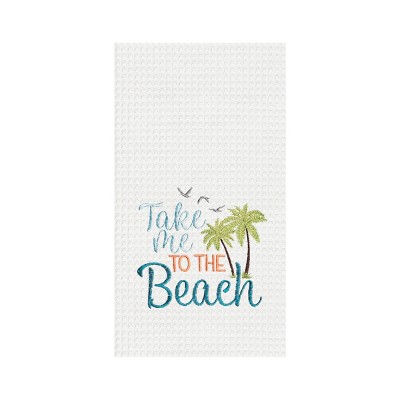 C&F Home Take Me To The Beach Embroidered Waffle Weave Kitchen Towel