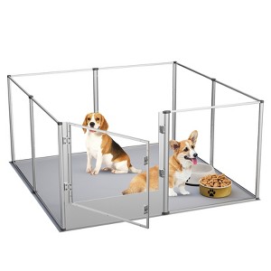 Artloge 6-10 Panels Large Heavy Duty Acrylic Dog Playpen Puppy Fence Safest Pet Enclosure Fertility Cage with Aviation Aluminum Frame & Waterproof Pad - 1 of 4