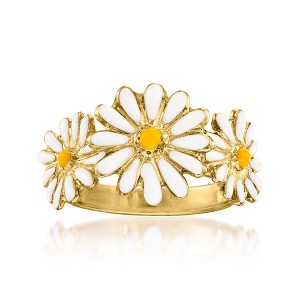 Ross-Simons Italian Enamel Daisy Ring in 18kt Gold Over Sterling - 1 of 4