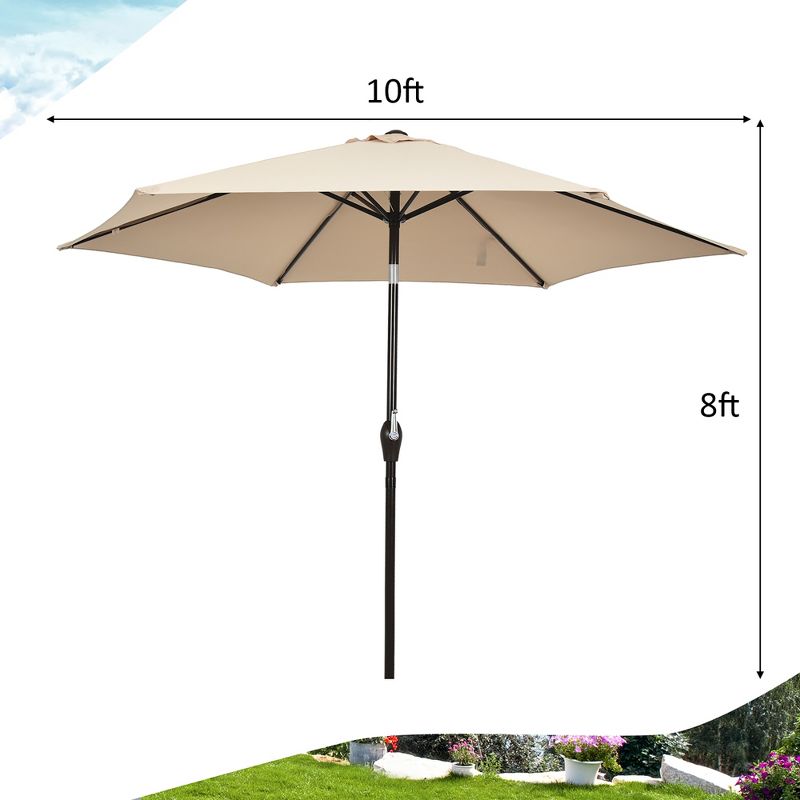 Costway 10Ft Outdoor Market Patio Table Umbrella Push Button Tilt Crank Lift Burgundy\Beige\Tan\Blue, 3 of 10