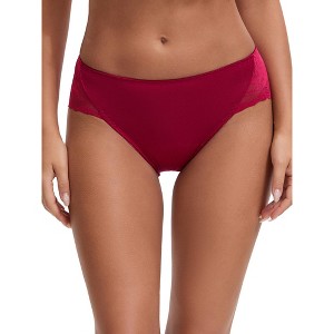 INSPIRE CHIC Women's Mid-Waisted Lace Full Coverage Briefs HI-Cut Period Leak Proof Ladies Underpants - 1 of 4