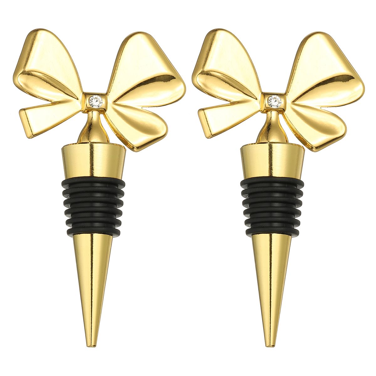 Unique Bargains Reusable Leak-proof Bar Holiday Party Decor Bow Wine Stopper 2 Pcs