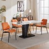 Okak Modern Linen Dining Chairs Set of 2, Comfy Kitchen Chairs with Bentwood Back, Upholstered Side Chairs with Metal Legs Adjustable Foot - 3 of 4