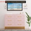 Pink/White/Black Dresser for Bedroom w/ 6 Drawers Wood Chest of Drawers TV Stand Morden Dresser for Closet/ Living Room/ Hallway/ Nursery - 2 of 4