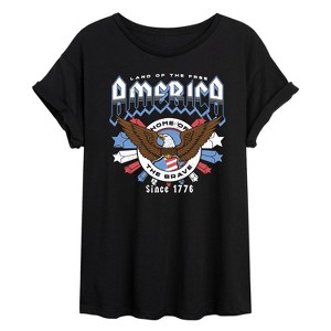 Women's - Instant Message - America Rock Tee Oversized Graphic T-Shirt - 1 of 4