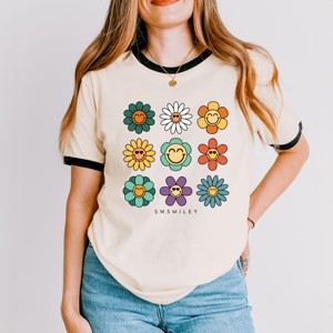Simply Sage Market S.W.Smiley Flowers Stacked Ringer Tee - 1 of 4