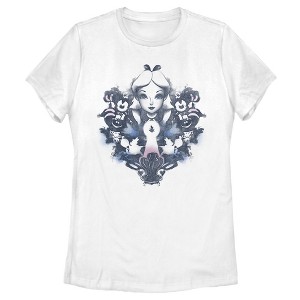 Women's Alice in Wonderland Distressed Ink Portrait T-Shirt - 1 of 4