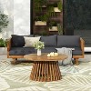 3 Seater Acacia Wood Outdoor Daybed and Coffee Table Set,2 Piece Wood Garden Furniture Sofa Set,Patio Lounge Set with Cushions-Coolbibila - 2 of 4
