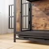 Maliang Wooden Dog Crate Table, 32.8" Dog Kennel with 2 Sliding Doors and Thick Iron Door Frame, Brown - 3 of 4