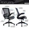 Techni Mobili Stylish Mid-Back Mesh Office Chair with Adjustable Arms, Black - 3 of 4