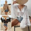 Coolmee Women's Crochet Crop Tops Beach Swimsuit Cover Up with Tassels Long Sleeve Hollow Out Bathing Suit Sheer Sun Protection Cover Ups M White - 4 of 4