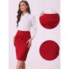 INSPIRE CHIC Women's Work Ruched High Waist Midi Pencil Skirt - 2 of 4