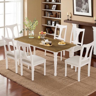 7-Piece Extendable Dining Table Set with 60"-78" Rectangular Wood Table & 6 Upholstered Chairs, Kitchen Dining Room Furniture with Removable Leaf