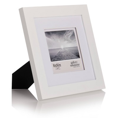8x8 White Wood Tabletop and Wall Picture Frame with Double Mat