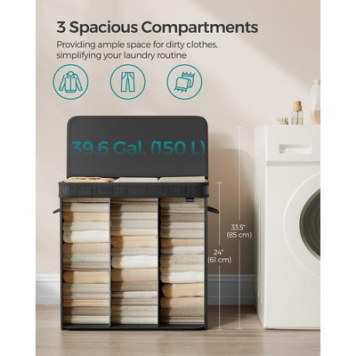 Ink Black Bamboo Laundry Hamper with Lid and Handles