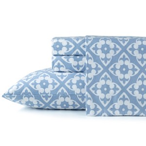 Pointehaven 180 GSM Brushed Cotton Printed Soft Flannel Deep Pocket Oversized Sheet Set - 1 of 4