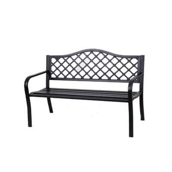 Four Seasons Courtyard Outdoor Park Bench Backyard Garden, Front Porch, or Walking Path Furniture Seating with Powder Coated Steel Frame, Black