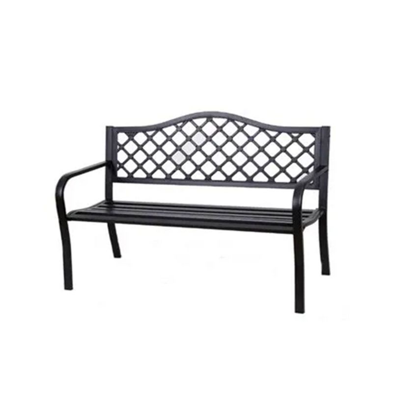 Four Seasons Courtyard Outdoor Park Bench Backyard Garden, Front Porch, or Walking Path Furniture Seating with Powder Coated Steel Frame, Black, 1 of 7