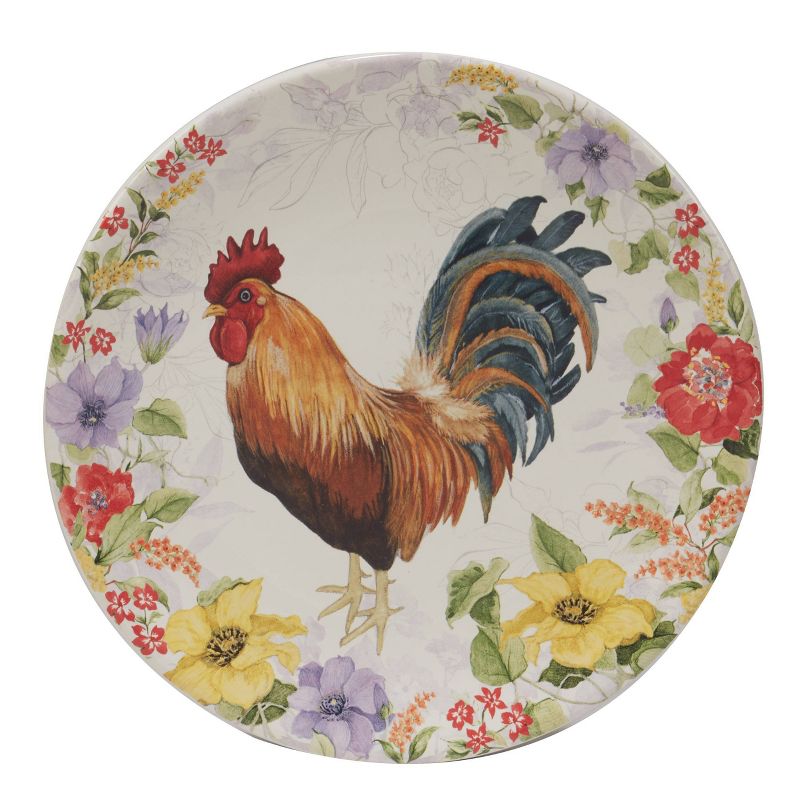 Set of 4 Floral Rooster Assorted Salad/Dining Plates - Certified International, 3 of 8