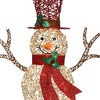 LuxenHome 4Ft Champagne Gold PET Snowman Outdoor Holiday Decoration with Lights Brown, Red, Green - 3 of 4