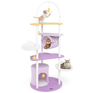 Tangkula 62" Multi-level Cat Tree w/ Moon-Shaped Top Perch Cloud-Shaped Jumping Platform - 1 of 4