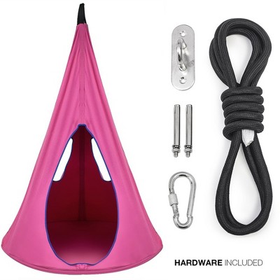 Pink Weather-Resistant Hanging Hammock Chair for Kids